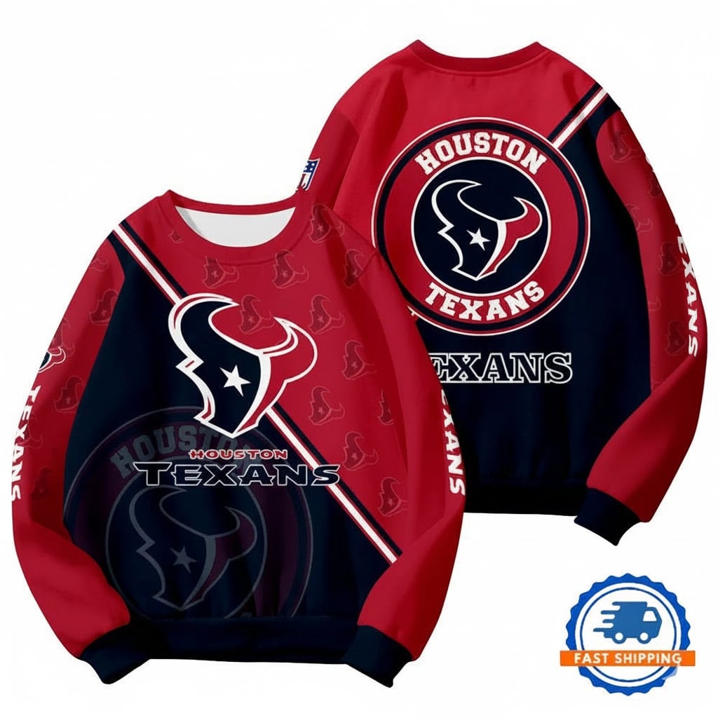 HOU Texans Football Team Round Neck Sweatshirt
