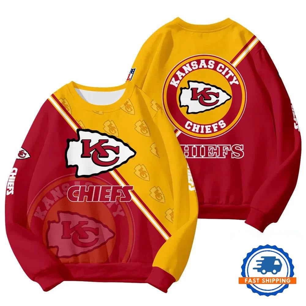 KC Chiefs Football Team Round Neck Sweatshirt