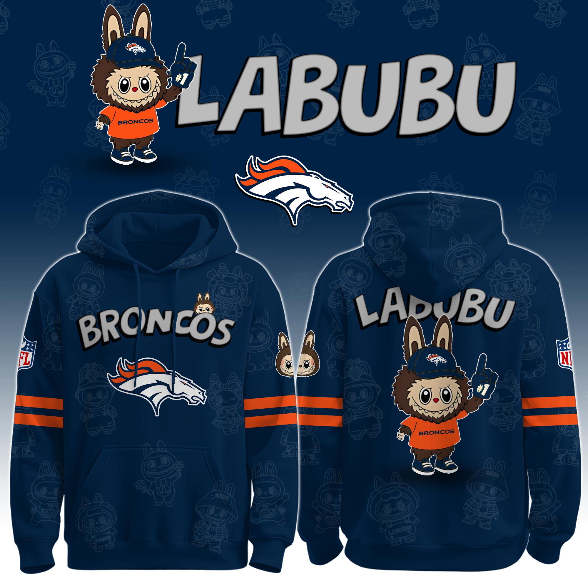D Broncos x Labubu Limited Edition Hoodie