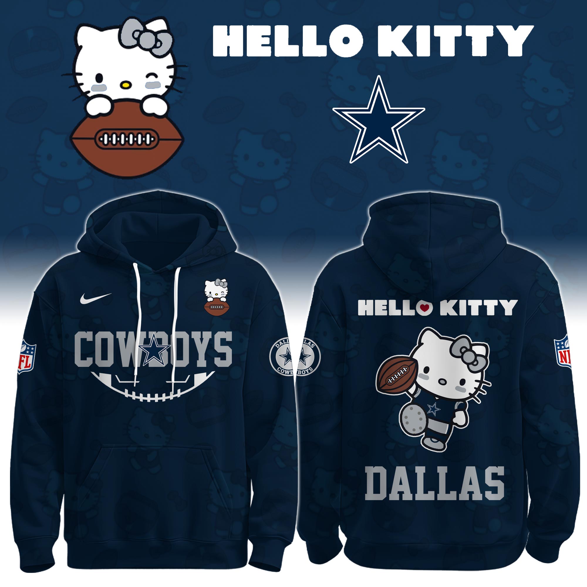 .DAL Cowboys Special Hello Kitty Limited Edition Hoodie