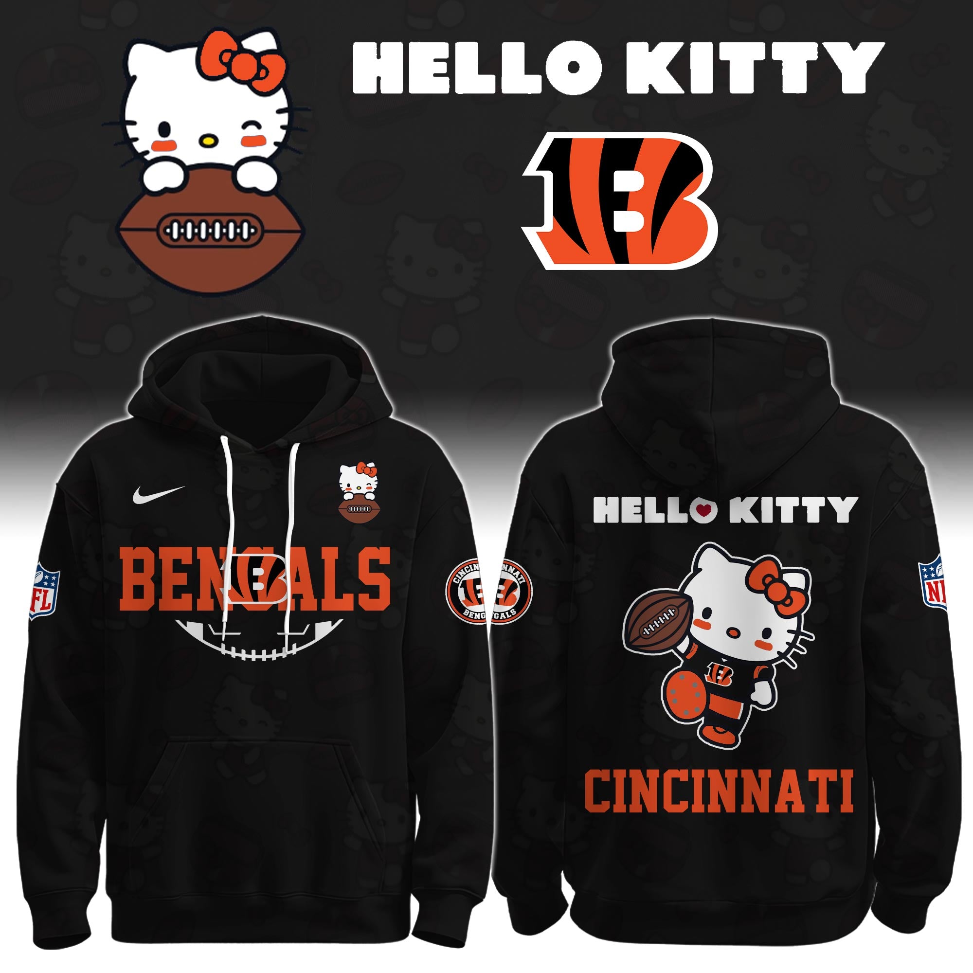 CIN Bengals Special Hello Kitty Limited Edition Hoodie