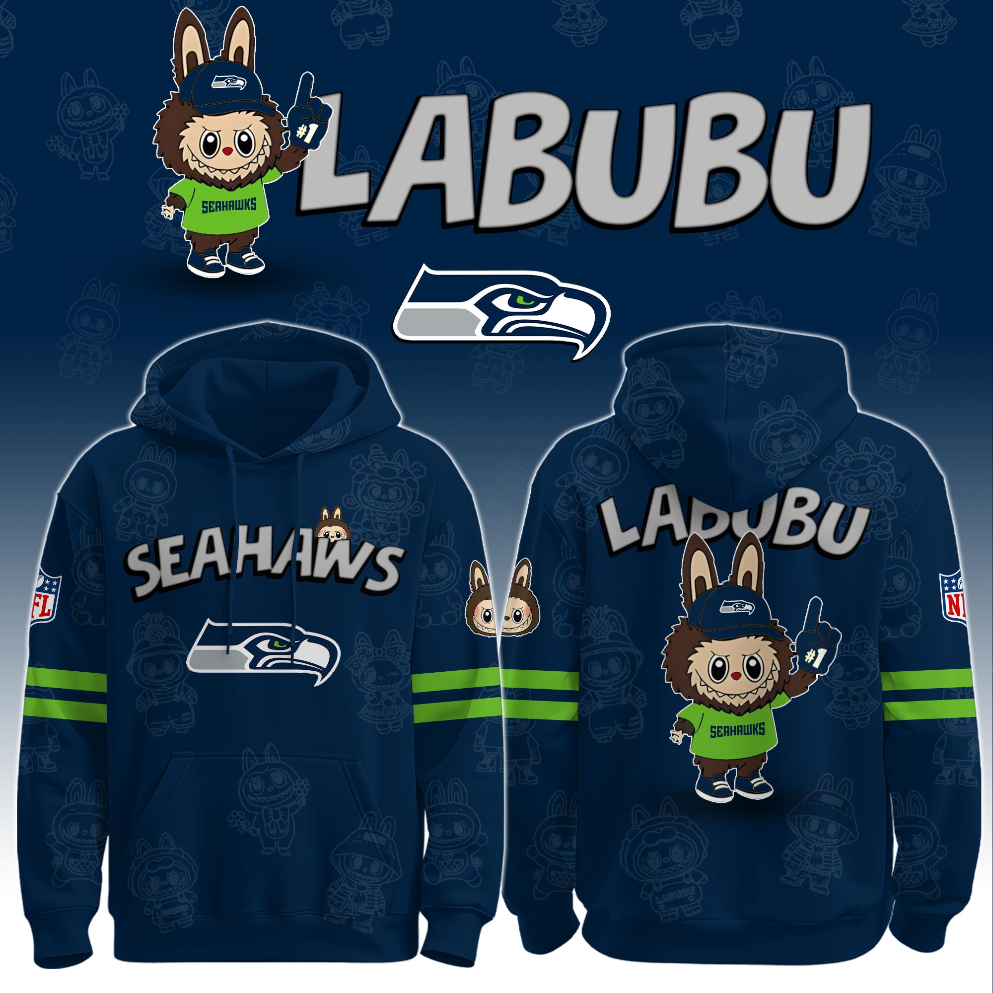 S Seahawks x Labubu Limited Edition Hoodie