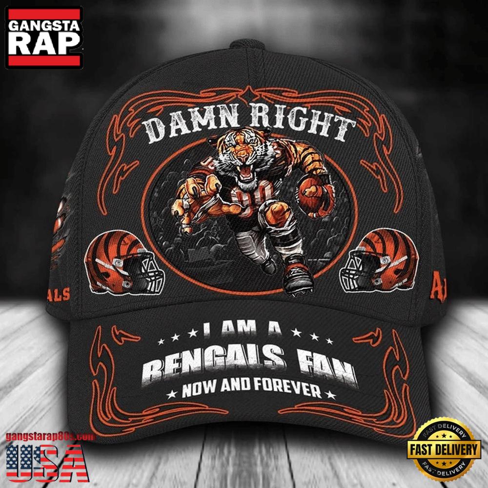 NFL Custom Name Cincinnati Bengals Mascot Damn Right Football Team Baseball Cap