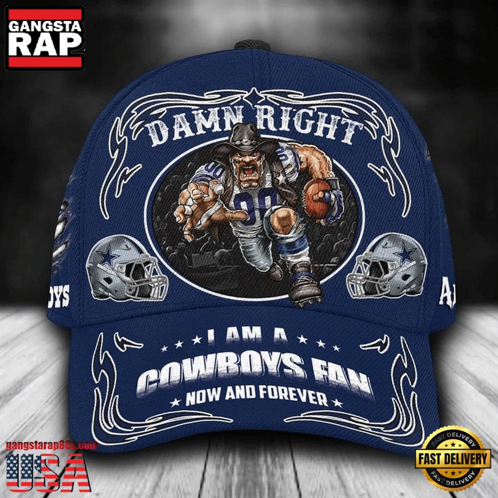 NFL Custom Name Dallas Cowboys Mascot Damn Right Football Team Baseball Cap