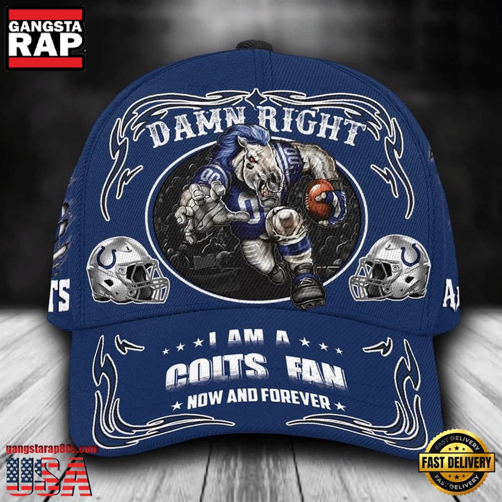 NFL Custom Name Indianapolis Colts Mascot Damn Right Football Team Baseball Cap