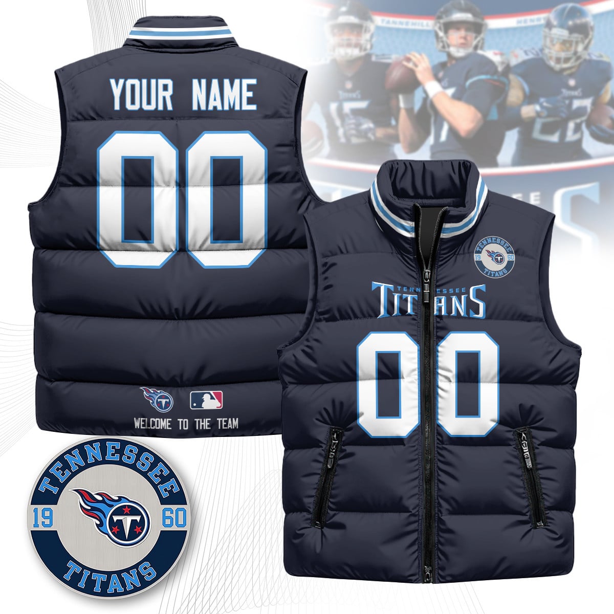 Custom Tennessee Titans Unisex Puffer Vest