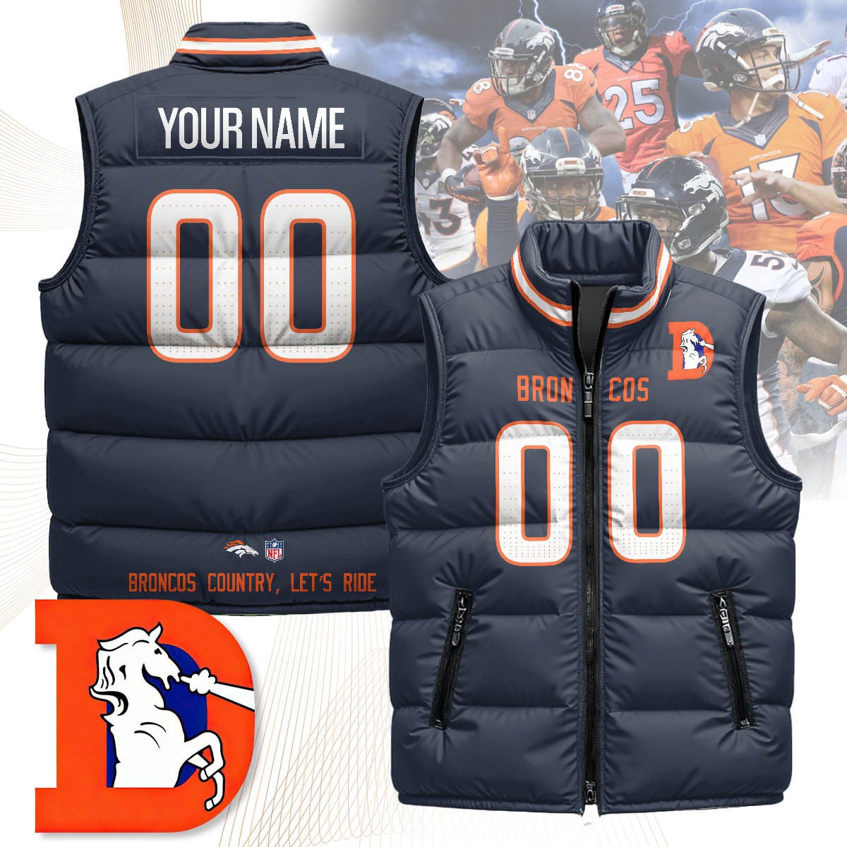 Denver Broncos Unisex Puffer Vest