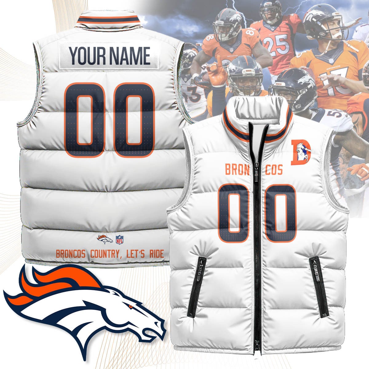 Denver Broncos Unisex Puffer Vest