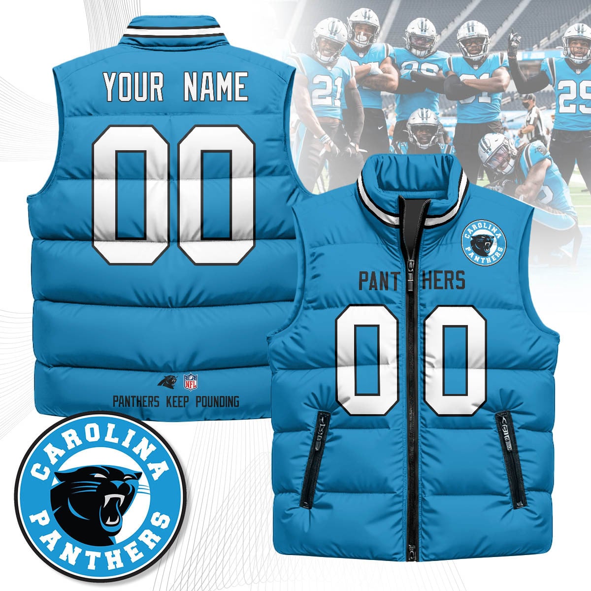 Carolina Panthers Custom Unisex Puffer Vest