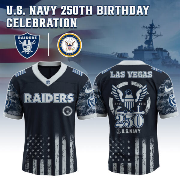 Las Vegas Raiders NFL x U.S. NAVY 250TH Birthday Special Edition Jersey
