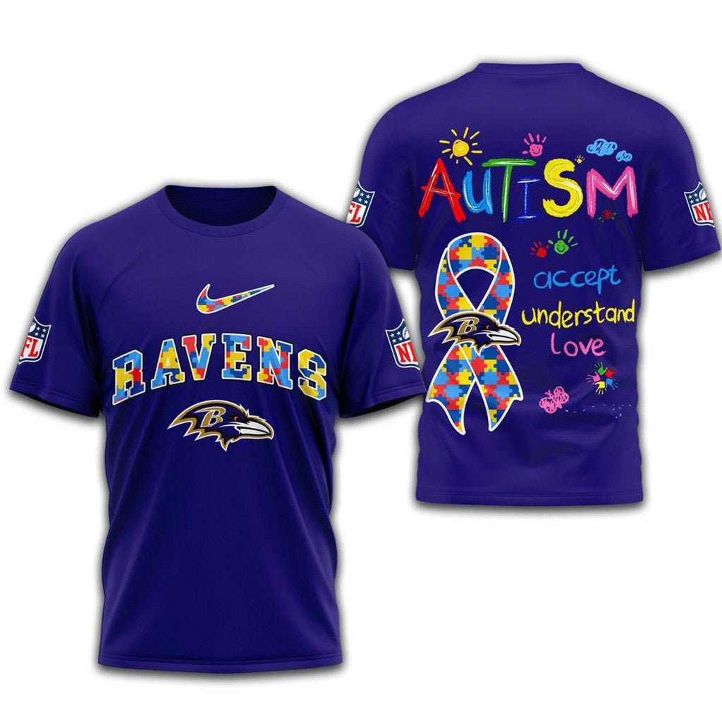 NFL Baltimore Ravens 2025 Autism Awareness Shirt Baltimore Ravens Merch Football Fan Gift Ideas