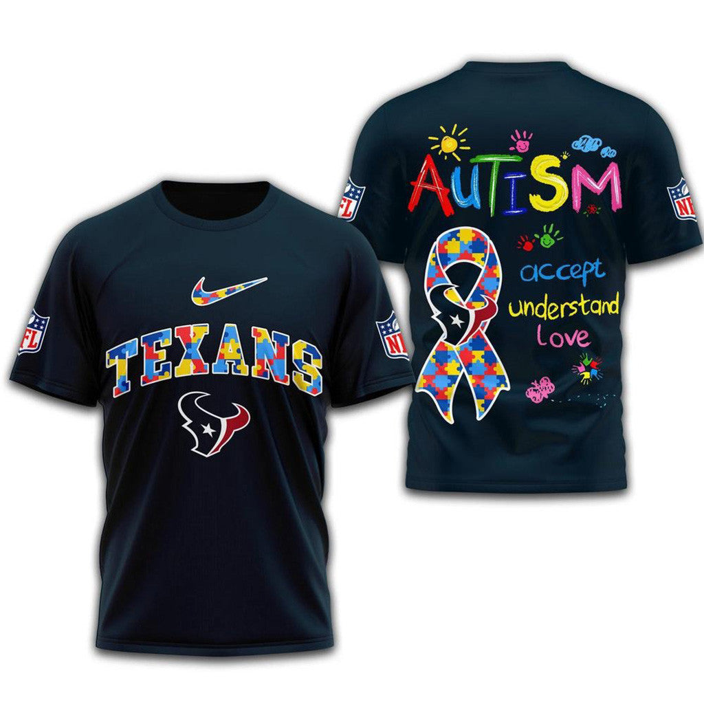 NFL Houston Texans 2025 Autism Awareness Shirt Houston Texans Merch Football Fan Gift Ideas