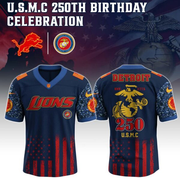Detroit Lions NFL x U.S.M.C 250TH Birthday Special Edition Jersey