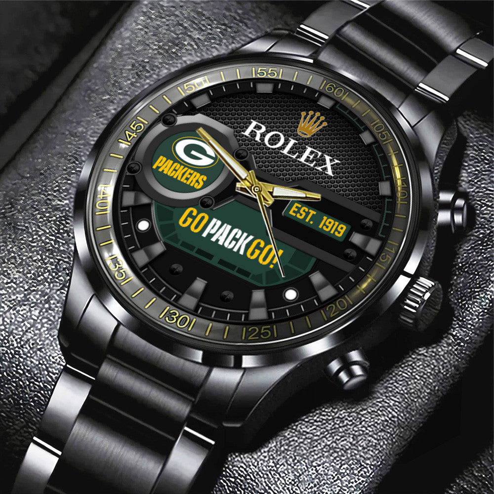 Green Bay Packers x Rolex Black Stainless Steel Watch
