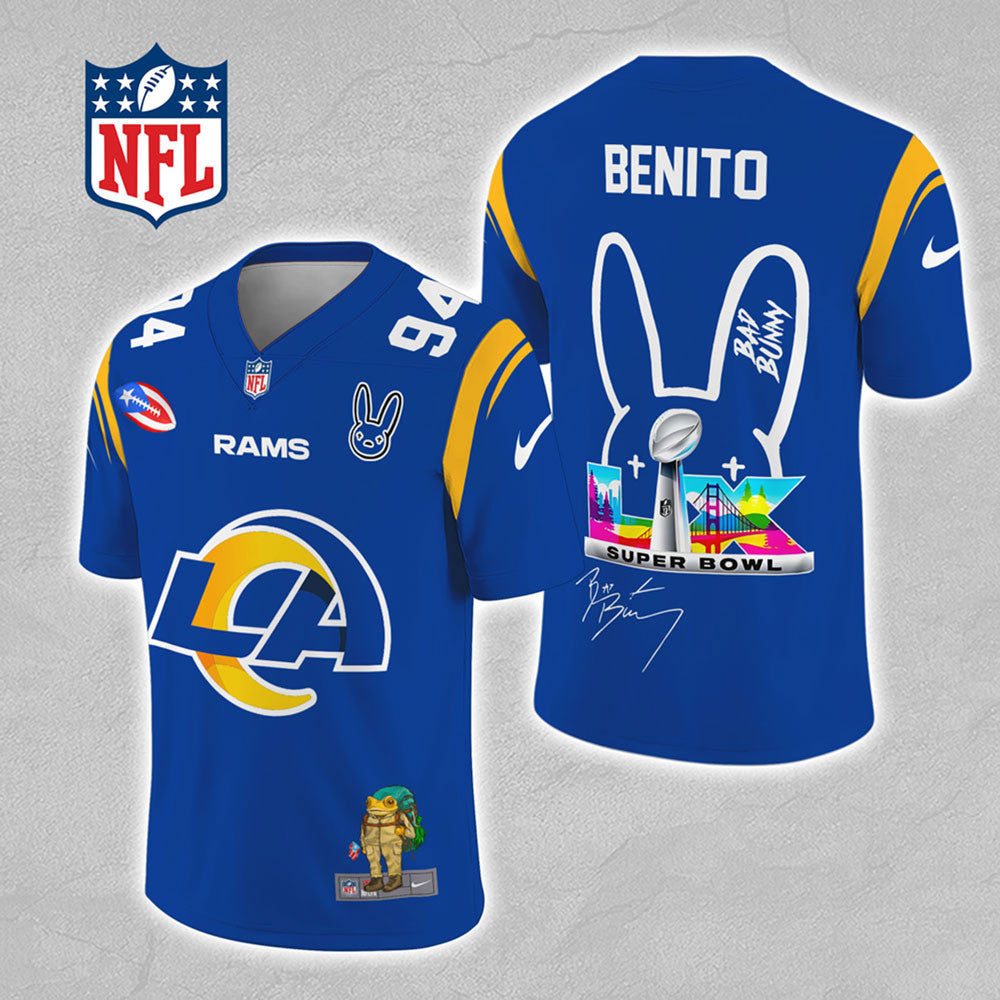 Los Angeles Rams x Bad Bunny 3D Football Jersey