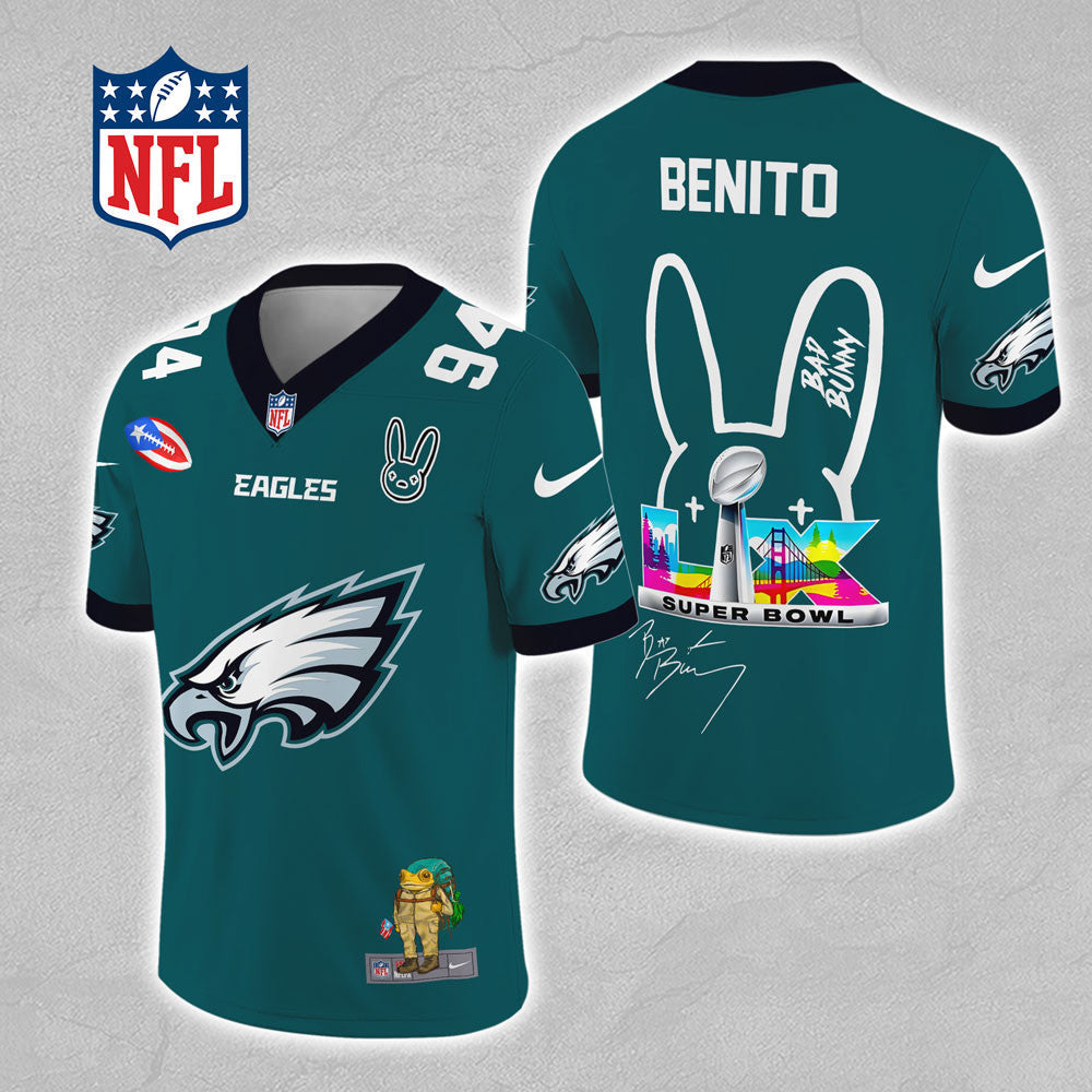 Philadelphia Eagles x Bad Bunny 3D Football Jersey