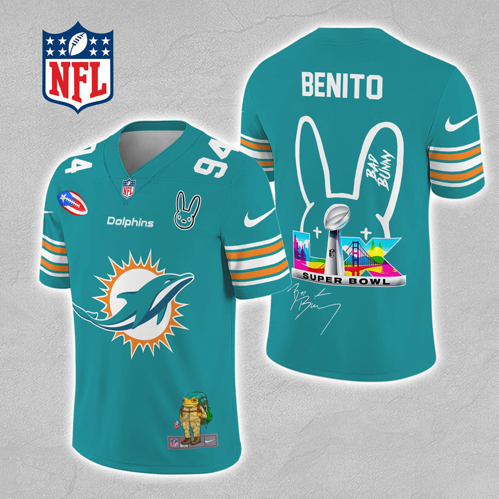 Miami Dolphins x Bad Bunny 3D Football Jersey