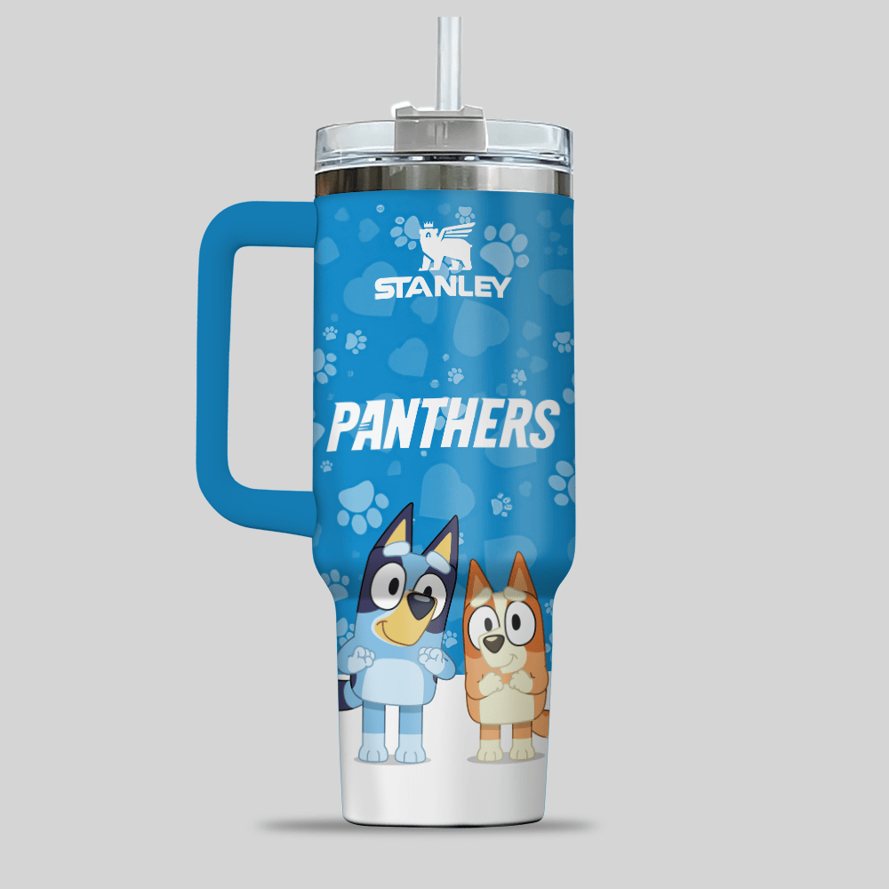 Carolina Panthers NFL x Bluey Custom Stanley Cup 40 oz 30 oz Tumbler With Handle