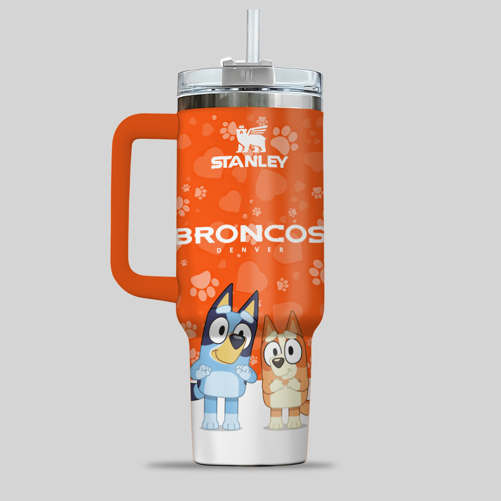 Denver Broncos NFL x Bluey Custom Stanley Cup 40 oz 30 oz Tumbler With Handle