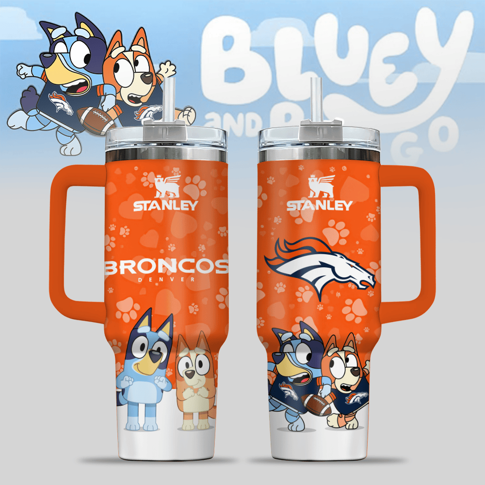 Denver Broncos NFL x Bluey Custom Stanley Cup 40 oz 30 oz Tumbler With Handle